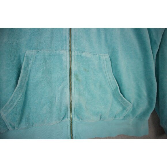 Juicy Couture Teal Velour Zip Up Hoodie Large - Picture 3 of 6